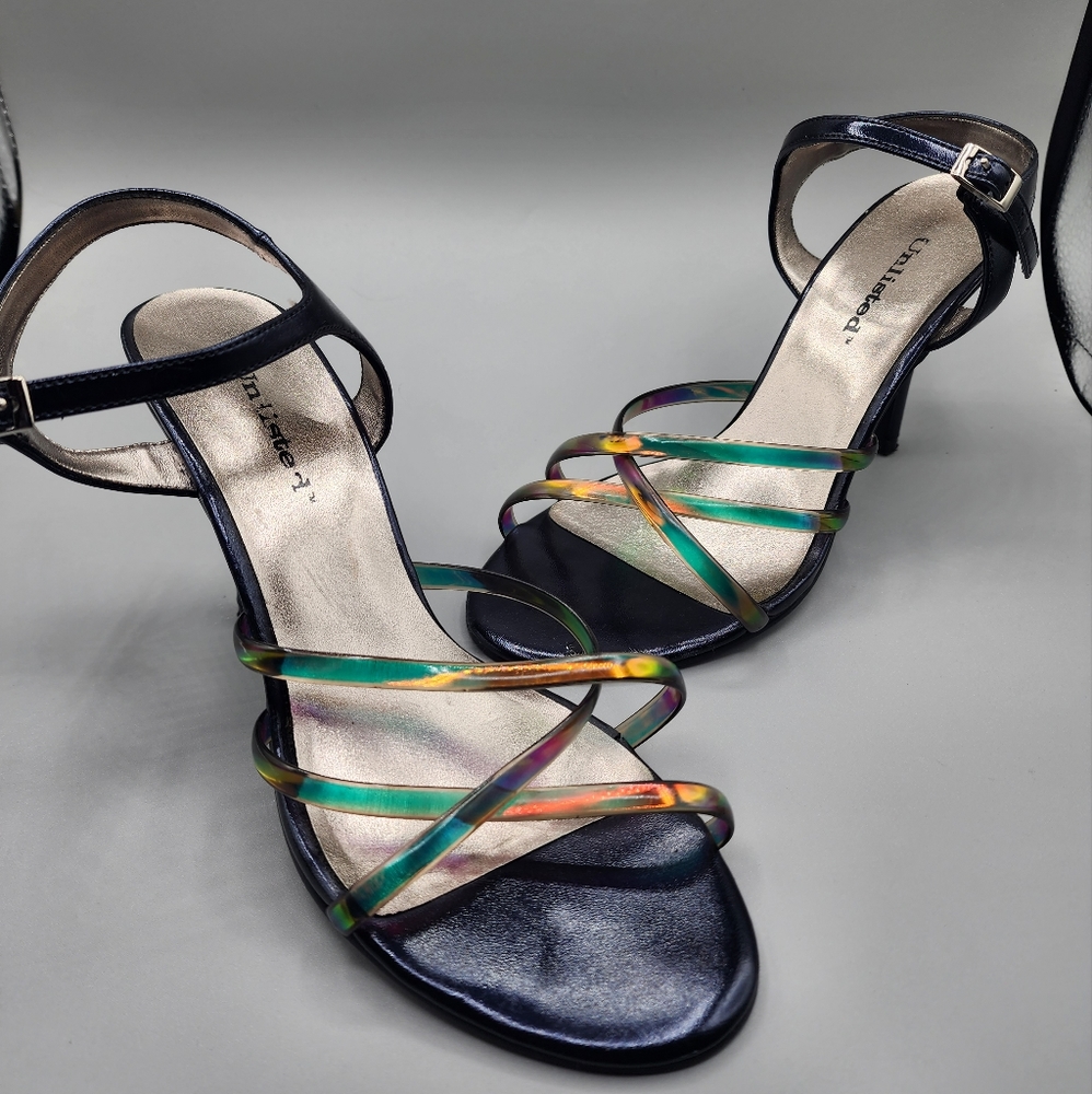 Unlisted Iridescent Strappy Heels. Y2K.‎ Size 9.